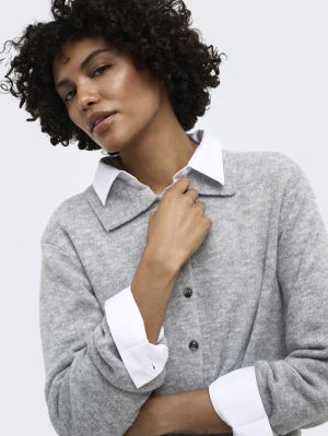 ONLALIVIA LS POLO CARDIGAN KNT Light Grey Mela