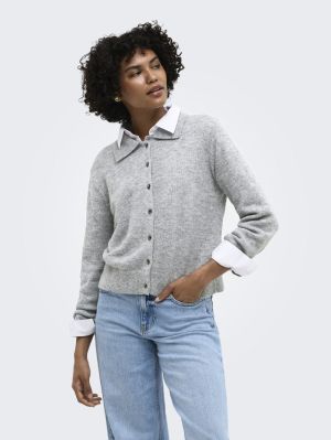 ONLALIVIA LS POLO CARDIGAN KNT Light Grey Mela