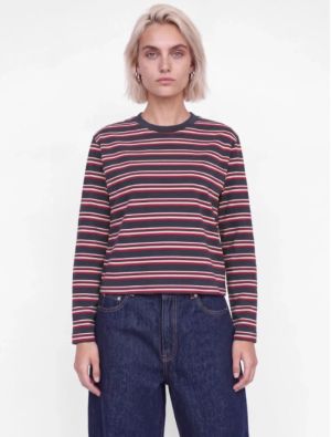 JXSOPHIA BOXY LS STRIPE TEE JR Night Sky/Rythm