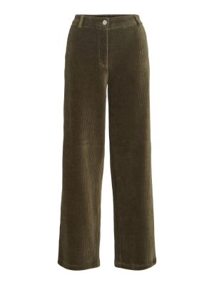 VIKITA RW WIDE CORDUROY PANTS Forest Night
