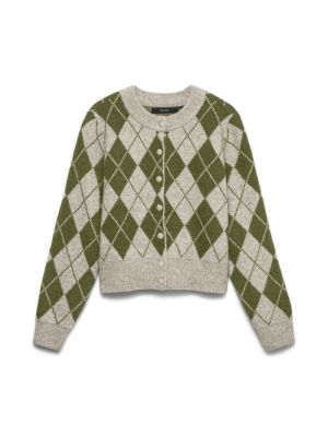 VMHALO LS O-NECK ARGYLE CARDIG Birch/SPHAGNUM