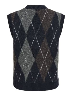 ONLRHOMBUS ARGYLE VEST KNT NOO Night Sky/HARLE