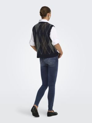 ONLRHOMBUS ARGYLE VEST KNT NOO Night Sky/HARLE