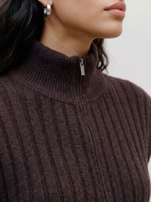 VMBANG RIB SL HIGHNECK ZIPPER Chocolate Torte