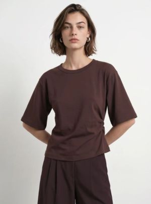 HDRIVA SS BOXY DRAPED T-SHIRT Puce