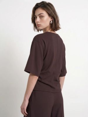 HDRIVA SS BOXY DRAPED T-SHIRT Puce