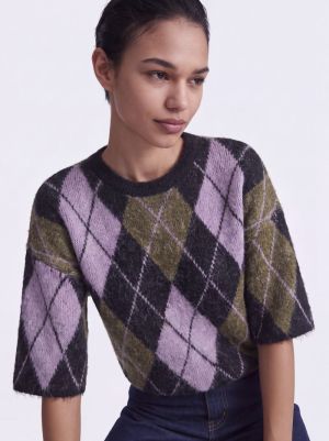 ONLNOEME SS PATTERN O-NECK KNT Black/Argyle/Be