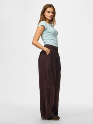 PCCARLA HW WIDE PANTS D2D French Roast