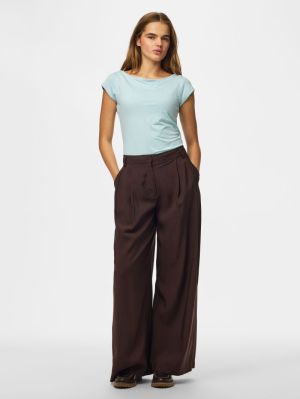 PCCARLA HW WIDE PANTS D2D French Roast