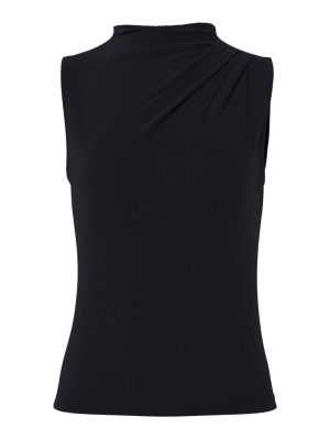 PCMADISON SL DRAPED TOP JRS NO Black