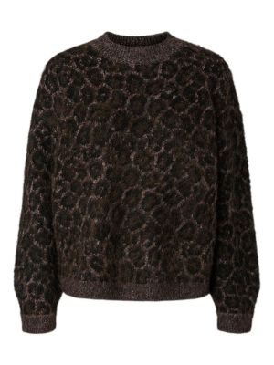 PCELINA LS HIGH NECK KNIT BC Hot Fudge/w. Le