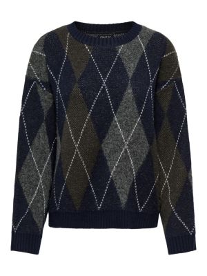 ONLRHOMBUS ARGYLE PULLOVER KNT Night Sky/HARLE