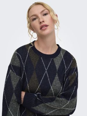 ONLRHOMBUS ARGYLE PULLOVER KNT Night Sky/HARLE