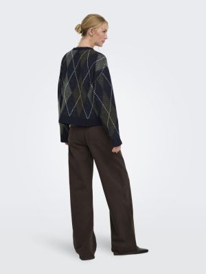 ONLRHOMBUS ARGYLE PULLOVER KNT Night Sky/HARLE