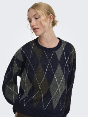 ONLRHOMBUS ARGYLE PULLOVER KNT Night Sky/HARLE