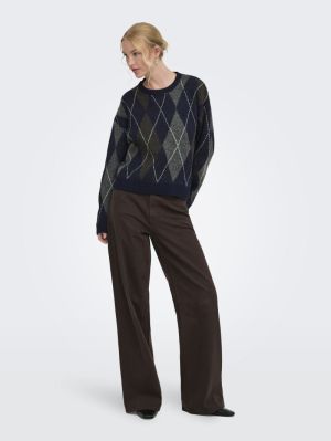 ONLRHOMBUS ARGYLE PULLOVER KNT Night Sky/HARLE