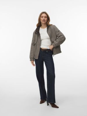VMCHERYL SHORT CHECK JACKET EN Chocolate Torte
