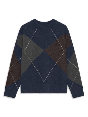 VMBOOM ARGYLE LS O-NECK PULLOV Navy Blazer/W.