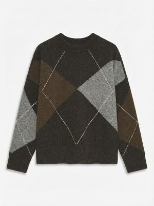 VMBOOM ARGYLE LS O-NECK PULLOV Chocolate Torte