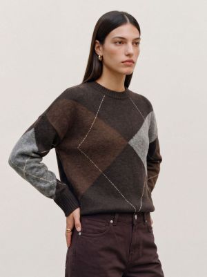 VMBOOM ARGYLE LS O-NECK PULLOV Chocolate Torte