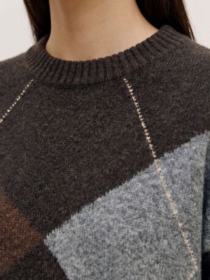 VMBOOM ARGYLE LS O-NECK PULLOV Chocolate Torte