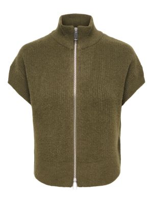 ONLBIANCA SL HIGHNECK ZIP VEST Beech/Melange/S