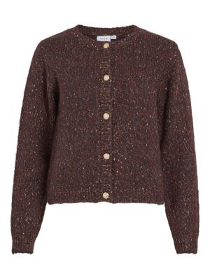 VIJUNISA O-NECK LS KNIT CARDIG Sable/MELANGE