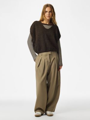 PCALLIE SL V-NECK KNIT VEST NO Hot Fudge/melan