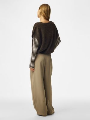 PCALLIE SL V-NECK KNIT VEST NO Hot Fudge/melan