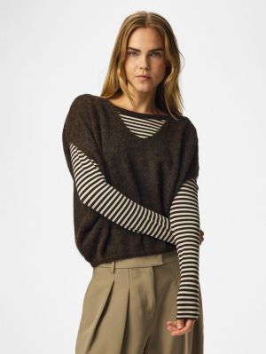PCALLIE SL V-NECK KNIT VEST NO Hot Fudge/melan